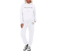 Tuta da jogging da donna, in pile, in due pezzi, con stampa JESUS LOVES YOU, 2 pezzi, tuta da jogging con cappuccio e pantaloni da jogging, in cotone, per il tempo libero, #290, S