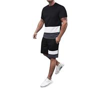 Tuta da jogging da uomo, alla moda, estiva, comoda, sportiva, da uomo, in cotone, oversize, traspirante, a maniche corte, da lavoro, a girocollo