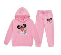 Tuta da jogging per bambini, con stampa cartoni animati, classica, per il tempo libero, sport, fitness, set con cappuccio e pantaloni da jogging Activewear 2-13 anni, Colore: rosa., 12-13 Jahre