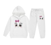 Tuta da jogging per bambini e ragazze, set classico per il tempo libero, per lo sport, per il fitness, con cappuccio e pantaloni da jogging Loungewear 2-13 anni, bianco, 12-13 Jahre