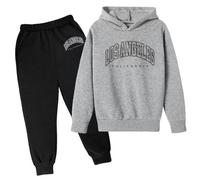 Tuta da Jogging per Bambini Felpata Set Outfit 2 Pezzi di Felpe alla Moda Pantaloni Sopra e Sotto Bambino Elegante Felpa Joggers gioco Con Cappuccio