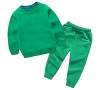 Tuta da jogging per bambini, per lo sport, per bambini, per bambini, per l'inverno, in tinta unita, a maniche lunghe, maglione, felpa, pantaloni da 2 pezzi, abbigliamento sportivo, tuta estiva, verde