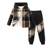 Tuta da Jogging per Bambini sportiva Unisex Ragazzi 2 Pezzi Abbigliamento Set Stampato Maniche Lunghe e Pantaloni Tinta Unita Tute con Felpa Felpati in Cotone Autunno Inverno Regalo
