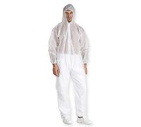 Tuta da lavoro bianca con cappuccio e zip, in TNT/PLP 40 grammi taglia XXL - SET DA 10 PEZZI