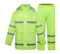 Tuta da lavoro da uomo impermeabile e confortevole, con cappuccio e fascia riflettente, pantaloni di sicurezza casual, tuta antipioggia multifunzione, per sport all'aria aperta, verde, XXXL