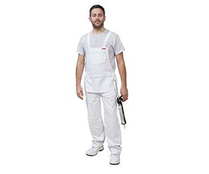 Tuta da lavoro ProDec con pettorina e bretella per uomo e donna, 100% cotone assorbente, tuta da pittore bianca, salopette da decoratore per uomo e donna, marsupio da pittore