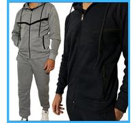 Tuta da lavoro uomo invernale felpata completa sportiva con cappuccio M L XL XXL