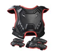 Tuta da moto da cross per bambini, protezione toracica con ginocchiere e gomitiere, per giovani, mountain bike, ciclismo, pattinaggio (rosso)