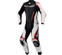 Tuta da moto in pelle da donna a due pezzi Alpinestars Stella GP-R7 nero-bianco-rosso fluo 44