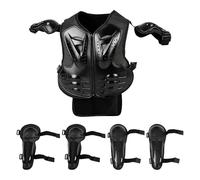 Tuta da moto per bambini, 5 pezzi, giacca protettiva per moto, con ginocchiere, gomitiere, protezione toracica, per ciclismo, dirt bike, skateboard, attività all'aperto