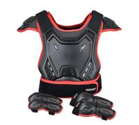 Tuta da moto per bambini, con protezioni per gomiti, ginocchiere, parastinchi, petto e colonna vertebrale, per motocross, sport all'aria aperta (rosso)