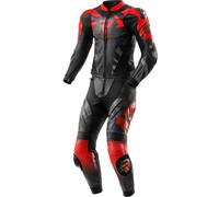 Tuta da motociclista in pelle due pezzi Rebelhorn Inferno nero-rosso fluo 56