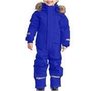 Tuta da Neve Invernale Impermeabile per Bambini, Tuta da Sci per Bambini, Calda e isolata, Abbigliamento Esterno Ragazzi e Ragazze, Blu, 8-9 Anni