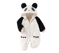 Tuta da neve per neonati, in pile, calda, per l'autunno, l'inverno, graziosa tutina per lo styling degli animali, con cappuccio per neonati, ragazze e ragazzi, bianco, 6-9 Monate