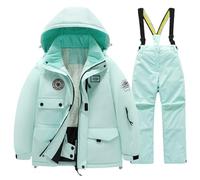 Tuta da neve pesante da bambino, 2 pezzi, giacca e giacca da neve, impermeabile, antivento, per snowboard, sci, per bambini, inverno e attività all'aperto