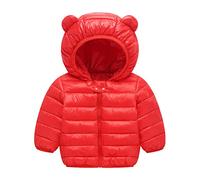 Tuta da neve Ragazzo 92 Bambino Bambino Bambino Inverno Manica Lunga Solido Cappotto Orecchie Orso Giacca con Cappuccio Addensare Antivento Cerniera Calda Camicie, Colore: rosso, 9-12 mesi