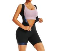 Tuta da sauna da donna per perdere peso, gilet per allenamento in vita, tuta dimagrante dimagrante per tutto il corpo, con cerniera, top per allenamento in palestra (L)