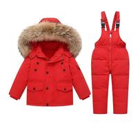 Tuta Da Sci Bambina Con Cappuccio Due Pezzi Tute 2 Pezzi Set Completo Tuta Sci Per All'Aperto Piumino E Pantaloni Abbigliamento Neve