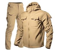 Tuta da sci da uomo in due pezzi, set giacca tattica e pantaloni, cappotto da neve in 2 pezzi con cappuccio, tute da snowboard per la neve, set da combattimento, larghi, comodi, antivento