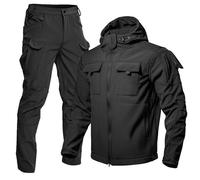 Tuta da sci da uomo in due pezzi, set giacca tattica e pantaloni, cappotto da neve in 2 pezzi con cappuccio, tute da snowboard per la neve, set tuta da combattimento, larghi, comodi, antivento