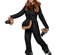 Tuta Da Sci Donna Due Pezzi Con Giacca Montagna e Cappuccio - Outfit Intera Lunga Per Andare Sulla Neve