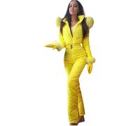 Tuta da sci intera da donna - Tuta da neve impermeabile isolata tuta da sci calda invernale con collo in pelliccia antivento per sport all'aria aperta abbigliamento termico da sci per snowboard