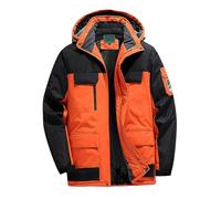 Tuta da sci invernale da uomo, per il tempo libero, impermeabile, antivento, traspirante, foderata, versatile, resistente, resistente al freddo, isolata, calda, Colore: arancione., 5XL