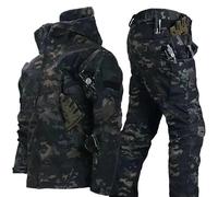 Tuta da sci tattica da uomo, giacca e pantaloni in softshell antivento, tuta da neve militare da combattimento con tasche multiple con cerniera per autunno e inverno
