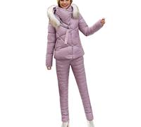 Tuta Da Sci Tuta Da Sci Donna Due Pezzi Tuta da Sci da Donna, Tuta da Sci Monopezzo da Donna Impermeabile EA Prova di Neve Giacca Invernale in Cotone con Cerniera in Pelle Calda con Cappuccio Tuta da