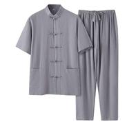 Tuta da Tai Chi da uomo, stile cinese, a maniche lunghe, in cotone e lino, camicia + pantaloni, 2 pezzi, abbigliamento tradizionale per arti marziali, traspirante, per Kung Fu e primavera, estate, D01