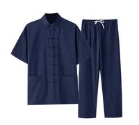 Tuta da Tai Chi da uomo, stile cinese, a maniche lunghe, in cotone e lino, camicia + pantaloni, 2 pezzi, abbigliamento tradizionale per arti marziali, traspirante, per Kung Fu e primavera, estate, D01