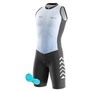 Tuta da Triathlon a Maniche Corte da Uomo, MTB Body Trisuit Cycling Skinsuit with Gel Pad per da uomo, a compressione,Nuoto/Corsa/Ciclismo, monopezzo