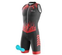 Tuta da Triathlon a Maniche Corte da Uomo, MTB Body Trisuit Cycling Skinsuit with Gel Pad per da uomo, a compressione,Nuoto/Corsa/Ciclismo, monopezzo