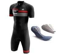 Tuta da Triathlon a Maniche Corte da Uomo,MTB Body Trisuit Cycling Skinsuit with Imbottito professionale da competizione Nuoto/Corsa/Ciclismo，Abbigliamento Ciclismo monopezzo (TYP-6,S)