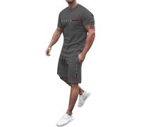 Tuta da uomo a maniche corte di alta qualità, vestibilità comoda, abbigliamento sportivo estivo, tessuto leggero, casual, da indossare tutti i giorni, con tecnologia ad asciugatura rapida, moderna