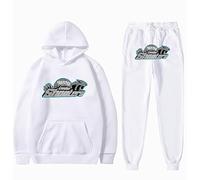 Tuta da uomo, a maniche lunghe, Y2K, con cappuccio e pantaloni da jogging, set completo unisex, A 09, S