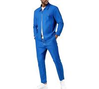 Tuta da uomo a nido d'ape con ricamo Italia Giacche Pantaloni Casual Tuta 2 Pezzi Set Casual Tuta Sportswear Lounge Set Activewear Tute, Blu, L