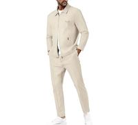 Tuta da uomo a nido d'ape con ricamo Italia Giacche Pantaloni Casual Tuta 2 Pezzi Set Casual Tuta Sportswear Lounge Set Activewear Tute, cachi, L