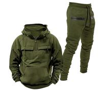 Tuta da uomo con cappuccio e pantaloni da jogging con cerniera a un quarto, confortevole, calda ed elegante, set per il tempo libero, per sport, palestra, comfort quotidiano, top e fondo traspirante