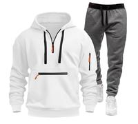 Tuta da uomo con cappuccio e pantaloni della tuta a maniche lunghe con zip a un quarto, set da palestra e jogging, felpa con cappuccio, comodo, caldo ed elegante, set per abbigliamento casual