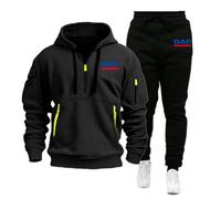 Tuta da Uomo con Cappuccio for DAF, 2 Pezzi, Felpe con Cappuccio in Pile Invernale, Tuta da Ginnastica, Set con Maniche Lunghe, Tuta con Cappuccio e Cerniera(A,L)