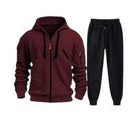 Tuta da uomo con cappuccio, set completo, a maniche lunghe, con zip e pantaloni della tuta elastici in vita con tasche, comode felpe, pantaloni per autunno e inverno, tute da uomo, D, 3XL