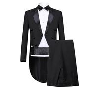 Tuta da uomo con coda di rondine e pantaloni, giacca da mago, per feste, Nero , M