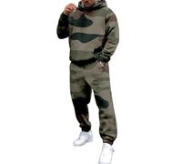 Tuta da uomo con felpa tattica mimetica e pantaloni da jogging a maniche lunghe con cappuccio e pantaloni della tuta, set da 2 pezzi, vestibilità ampia, mimetica, palestra, allenamento, abbigliamento