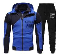 Tuta da Uomo con Logo Personalizzato Felpa con Cappuccio Personalizzata Giacca e Pantaloni della Tuta Set da Due Pezzi Primavera Autunno Inverno Moda Abbigliamento Sportivo color1,M