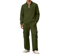 Tuta da uomo con zip a quarto e vestibilità casual, pullover a maniche lunghe, set di abbigliamento sportivo per allenamento, fitness, corsa, abbigliamento sportivo, felpa e pantaloni sportivi per