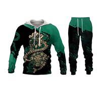 Tuta da Uomo Due Pezzi Set Viking Skull 3D Stampato Felpa con Cappuccio e Pantaloni della Tuta alla Moda Felpa Casual Suits