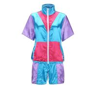 Tuta da uomo e da donna, retrò, travestimenti da carnevale, giacca a maniche corte e pantaloncini, vestito anno 80 90, discoteca, jogging, hippie, tuta per Halloween, per adulti, serate, feste