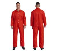 Tuta da uomo e donna, tuta con risvolto, manica lunga, meccanico, uniformi officina, volo per Officine e Magazzini Meccanici(Red,S)