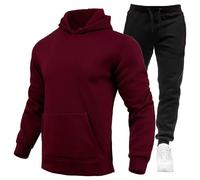 Tuta da uomo in 2 pezzi, felpa con cappuccio a maniche lunghe e pantaloni della tuta, set sportivo morbido, pantaloni e felpa UK Sport Running Jogging Athletic Sweat Suit Fashion Sportswear, vino, XL